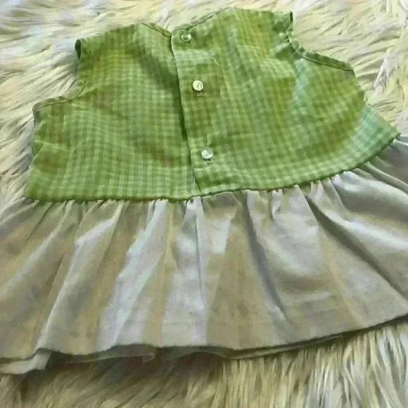 VTG Easter? Peplum Top? Dress? Plaid Green White Pink PTP 11" size 2+ - Picture 7 of 7